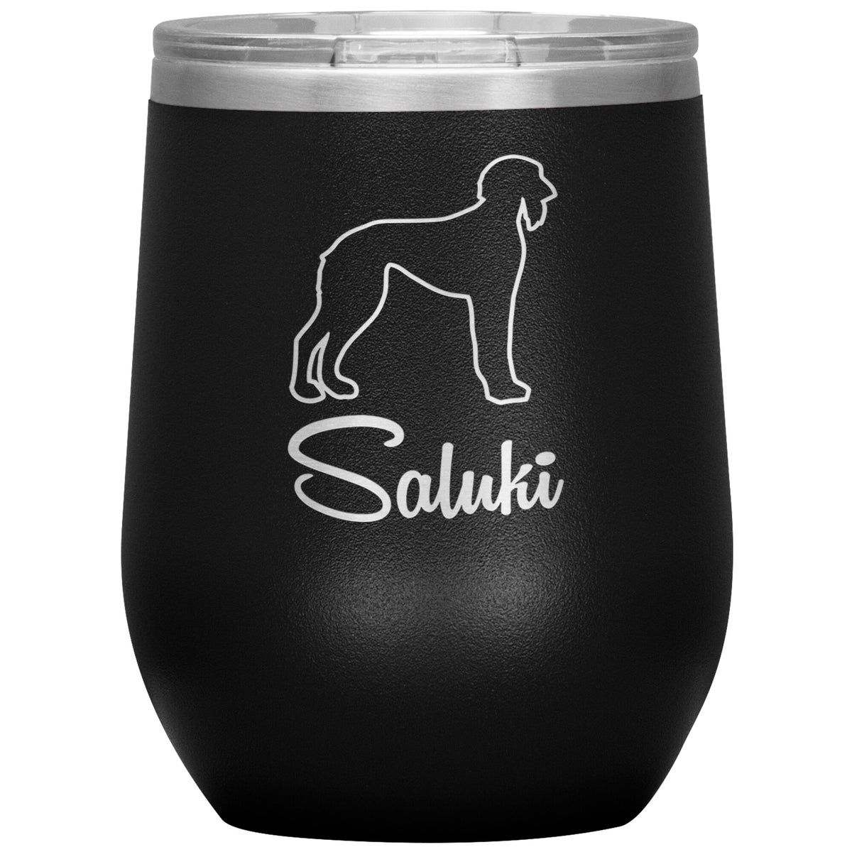 Saluki Dog Outlined Silhouette 12oz Wine Insulated Tumbler