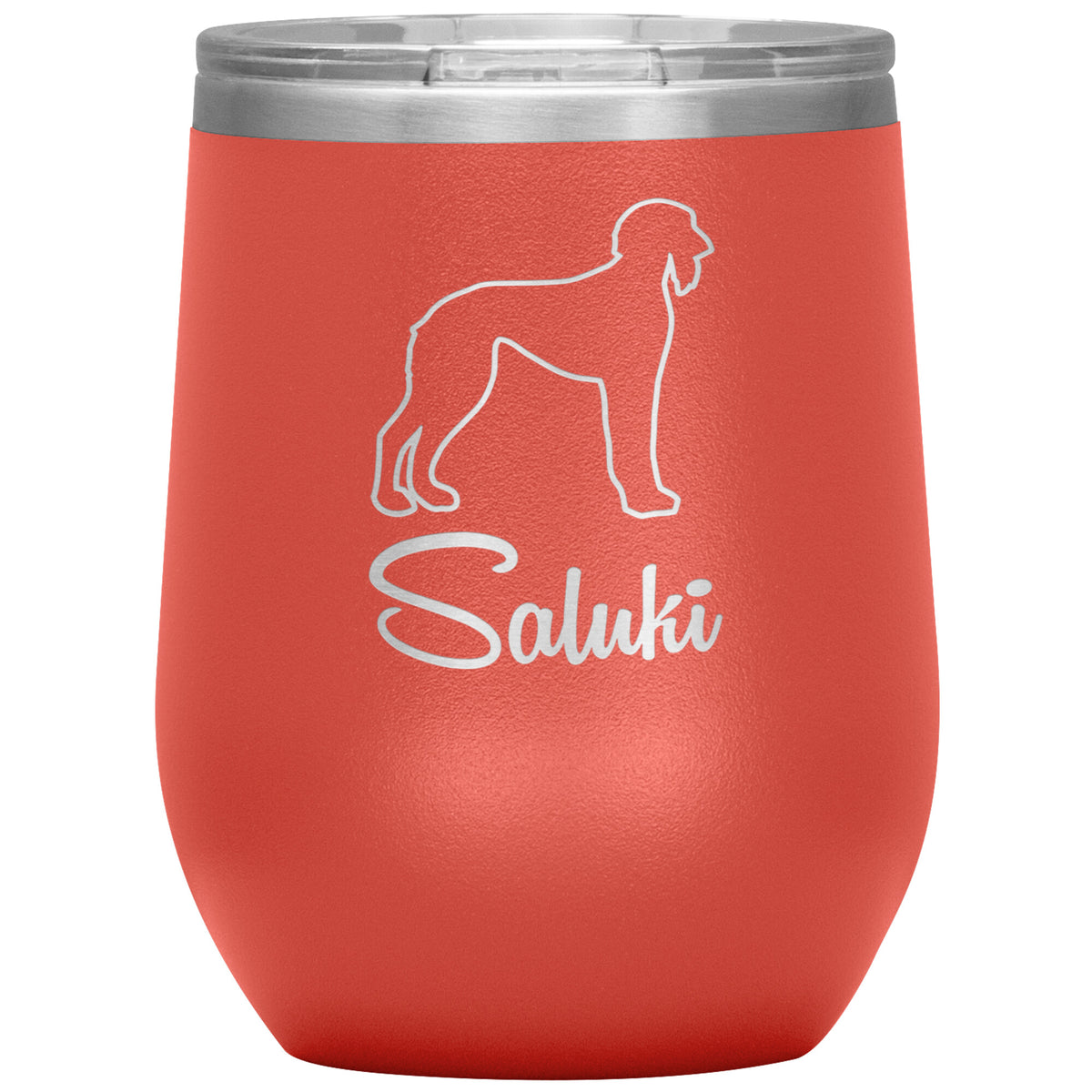 Saluki Dog Outlined Silhouette 12oz Wine Insulated Tumbler