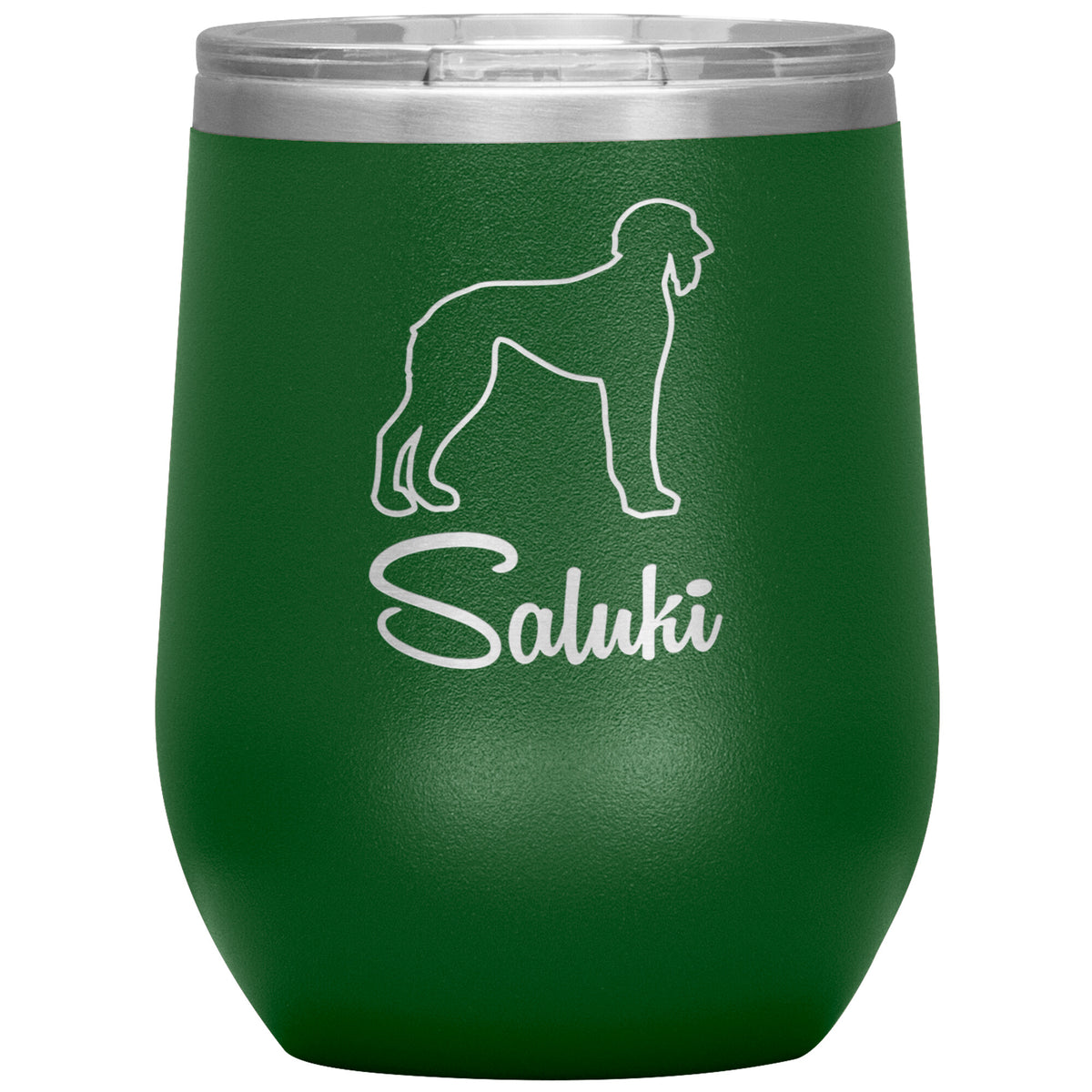 Saluki Dog Outlined Silhouette 12oz Wine Insulated Tumbler