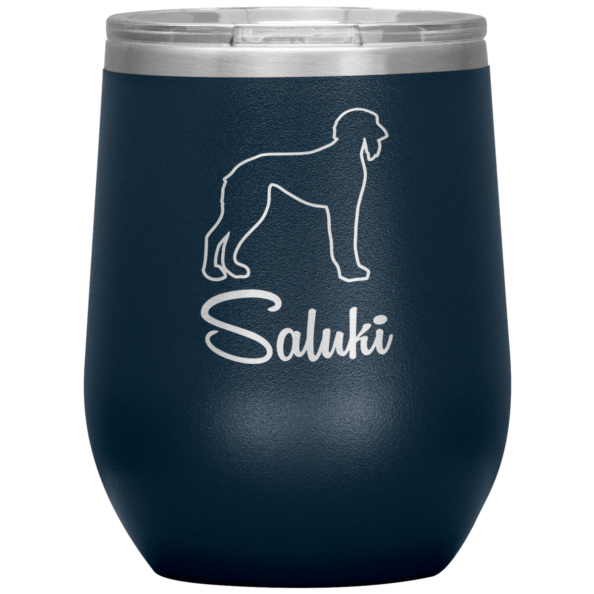 Saluki Dog Outlined Silhouette 12oz Wine Insulated Tumbler