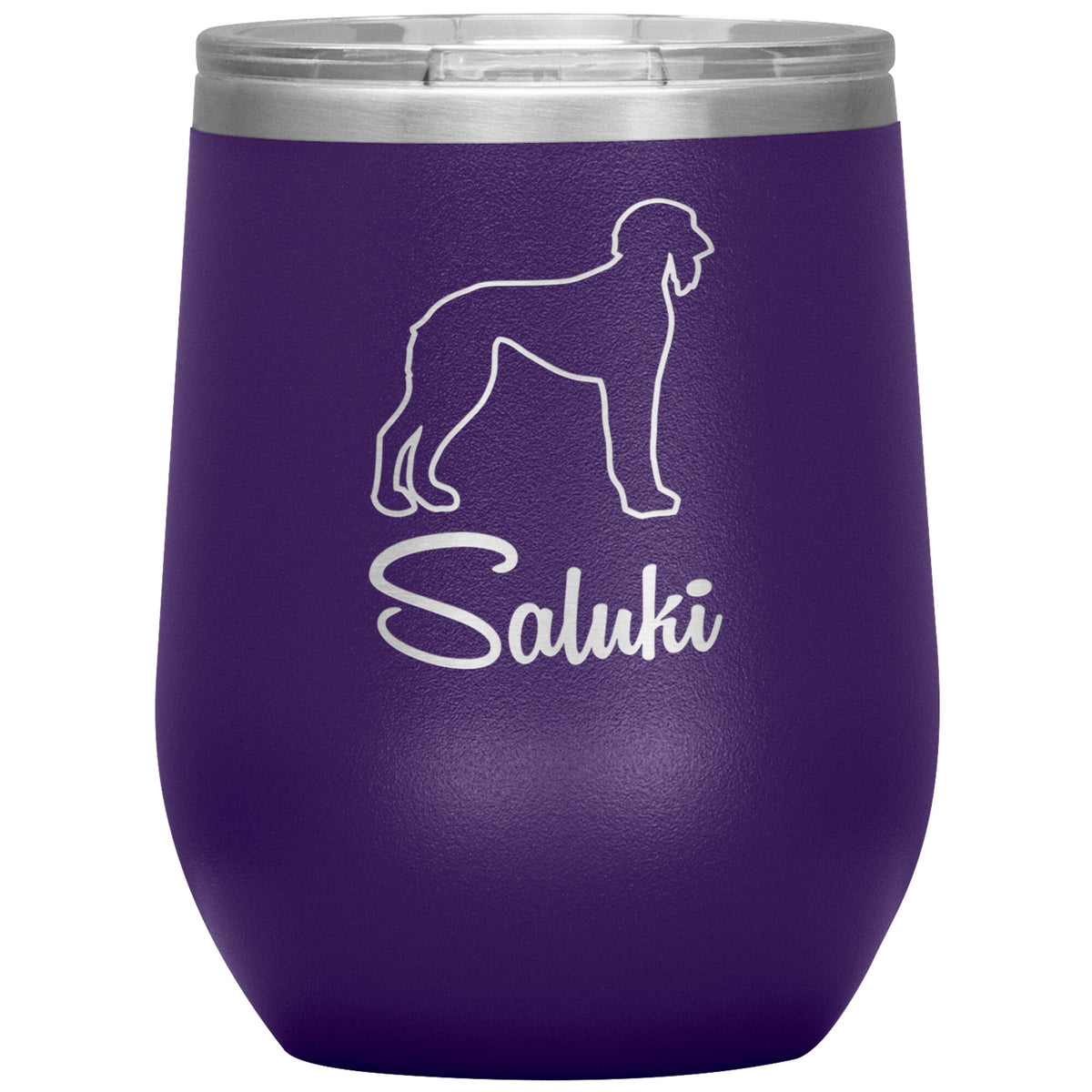 Saluki Dog Outlined Silhouette 12oz Wine Insulated Tumbler