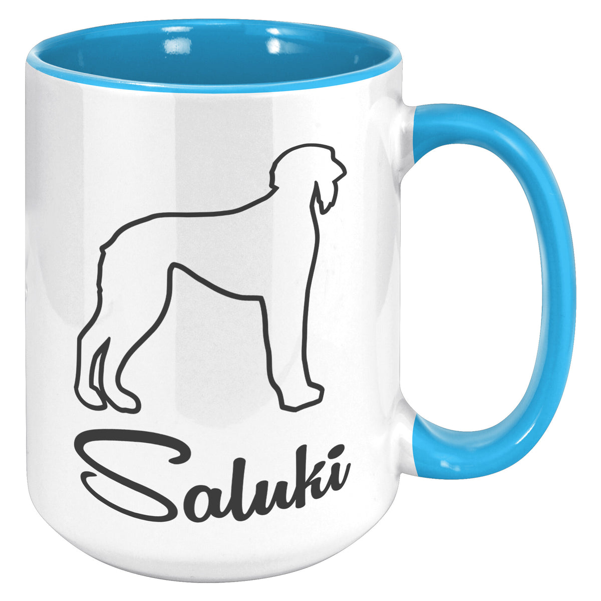 Saluki Dog Outlined Silhouette 15oz Accent Mug