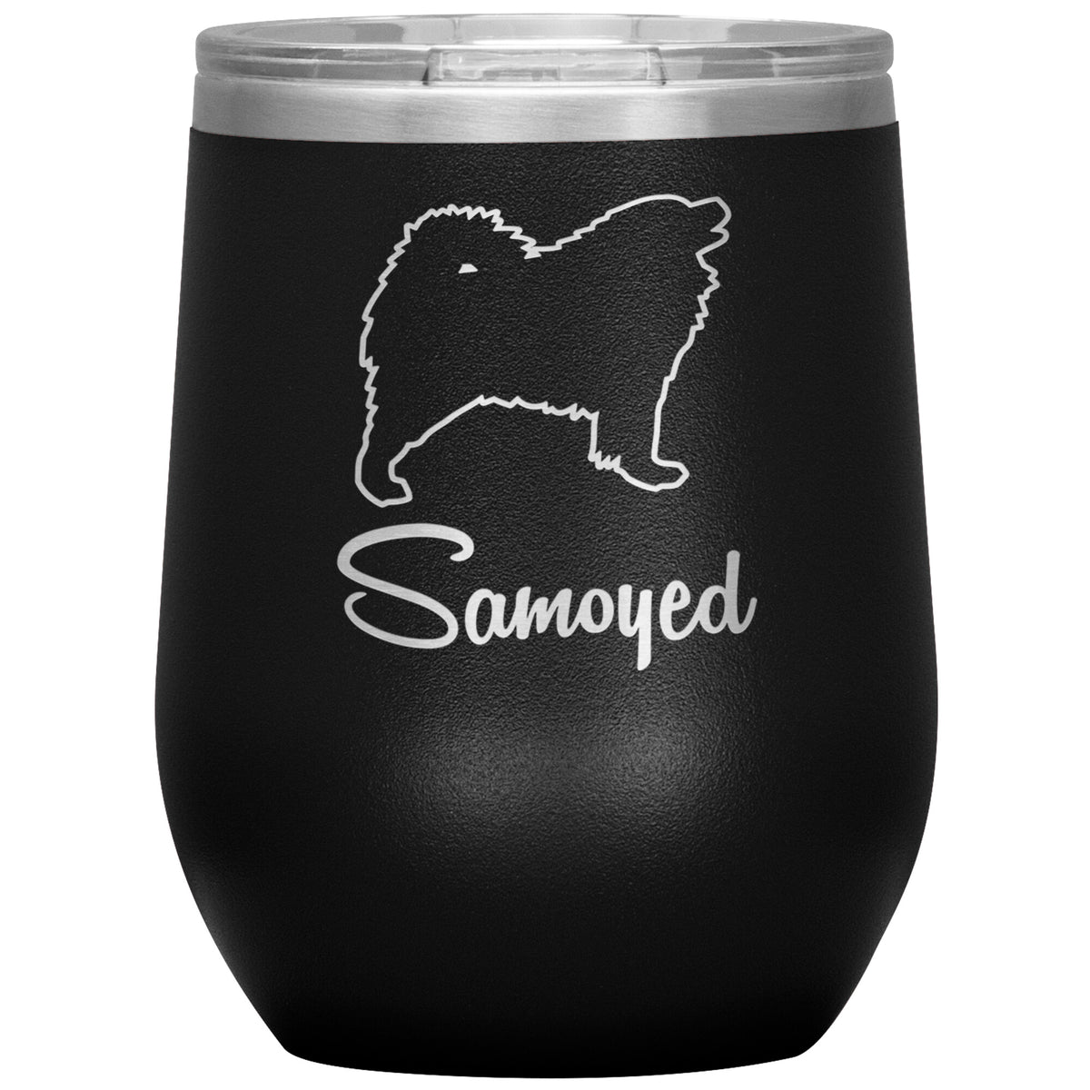 Samoyed Dog Outlined Silhouette 12oz Wine Insulated Tumbler