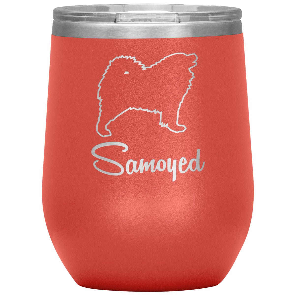 Samoyed Dog Outlined Silhouette 12oz Wine Insulated Tumbler