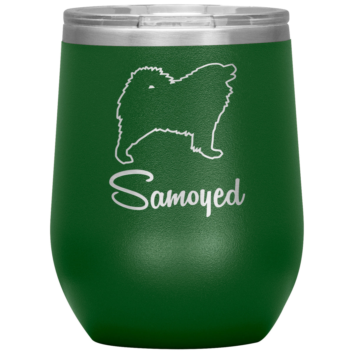Samoyed Dog Outlined Silhouette 12oz Wine Insulated Tumbler
