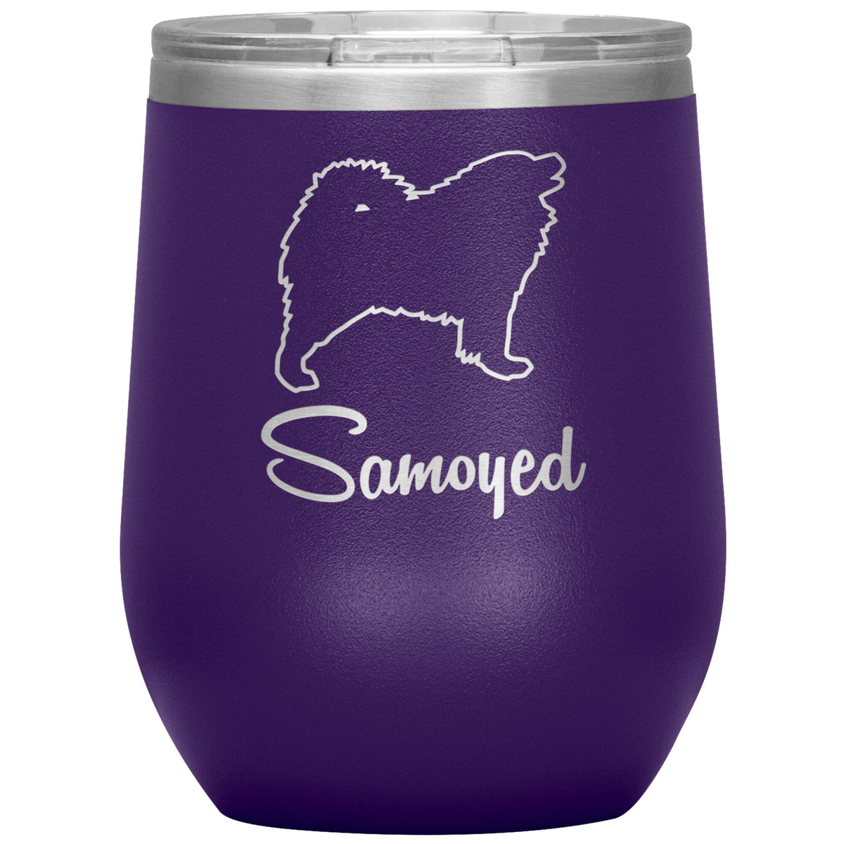Samoyed Dog Outlined Silhouette 12oz Wine Insulated Tumbler