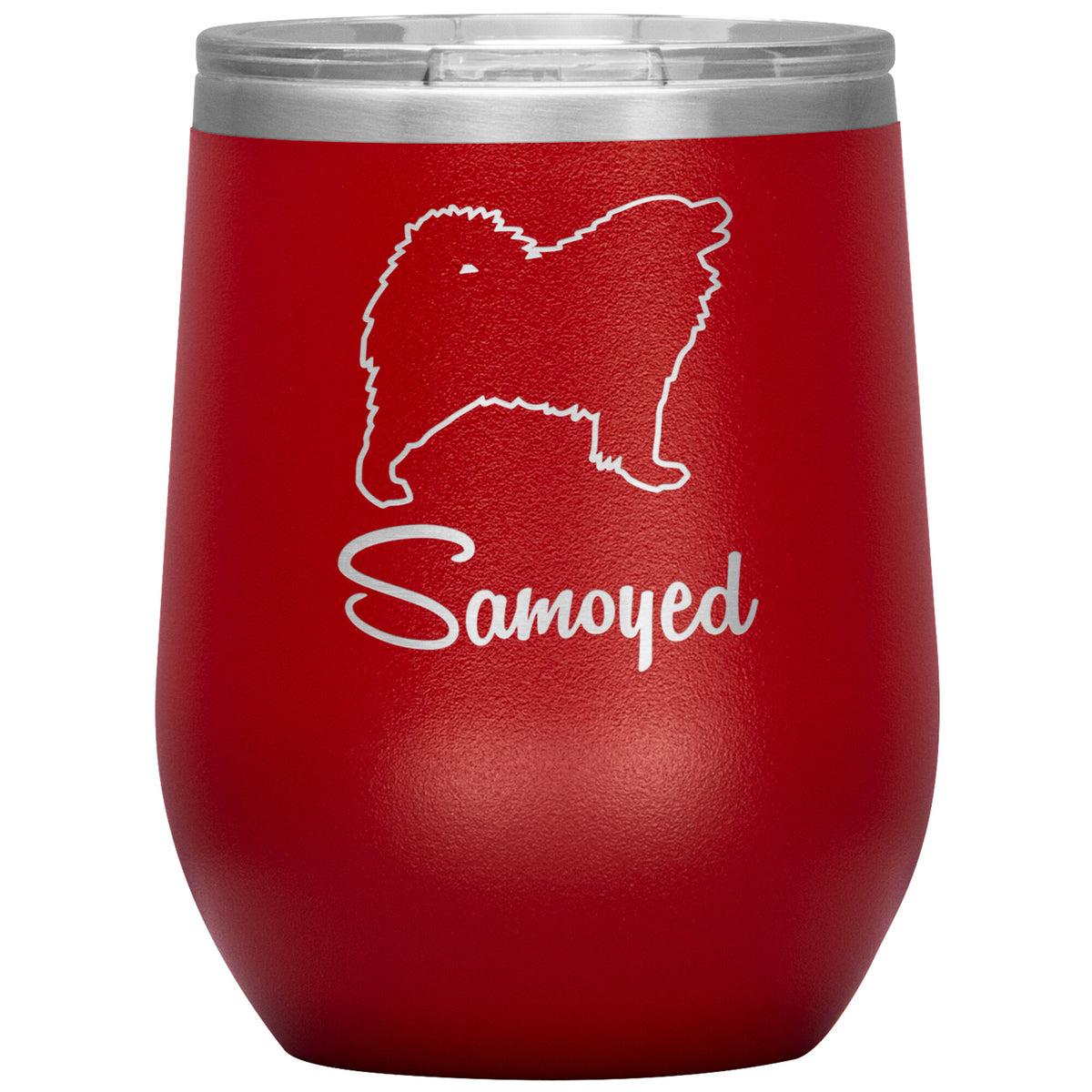 Samoyed Dog Outlined Silhouette 12oz Wine Insulated Tumbler
