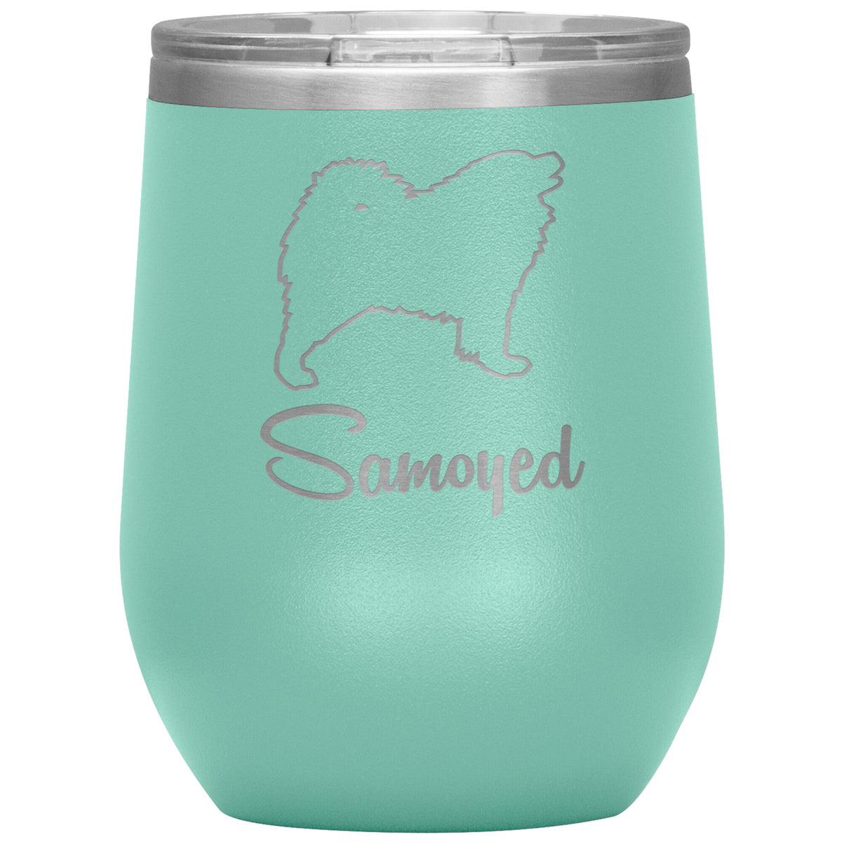 Samoyed Dog Outlined Silhouette 12oz Wine Insulated Tumbler