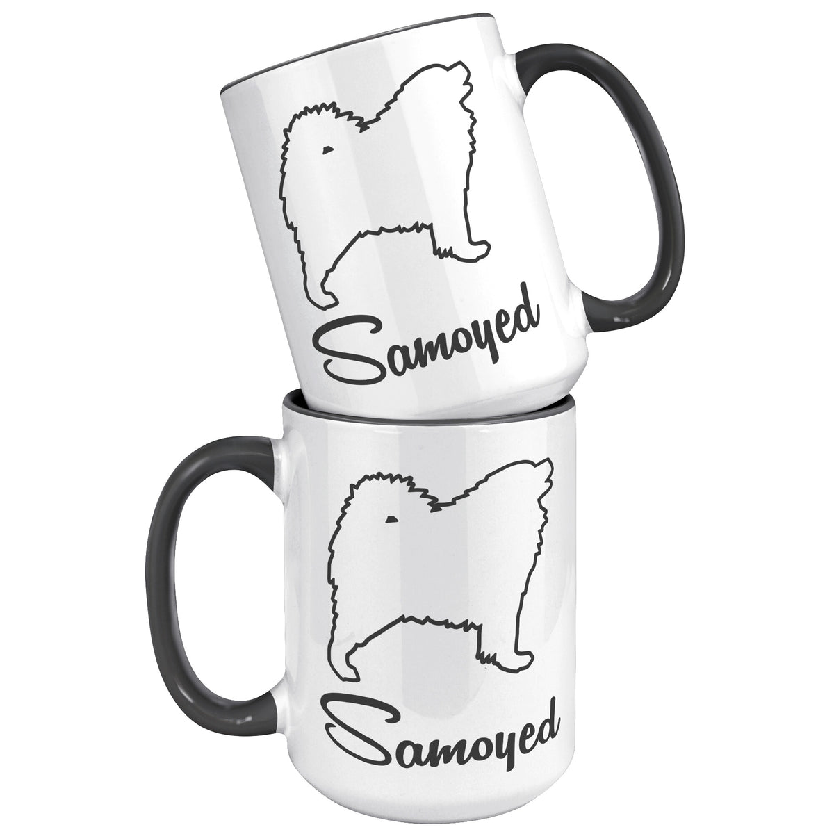 Samoyed Dog Outlined Silhouette 15oz Accent Mug