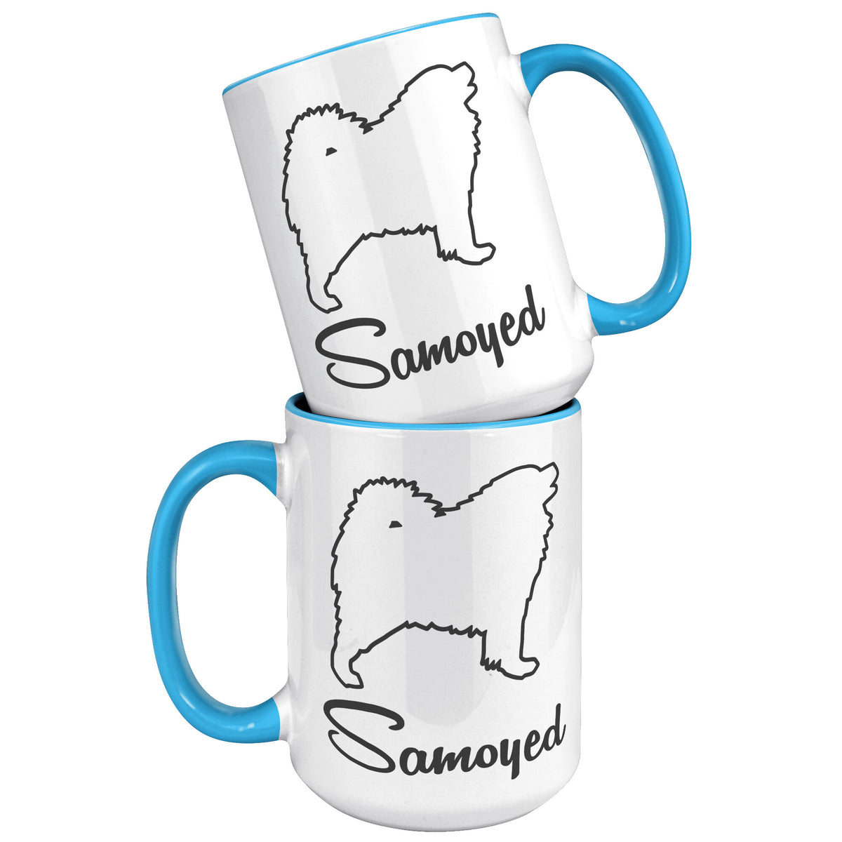 Samoyed Dog Outlined Silhouette 15oz Accent Mug