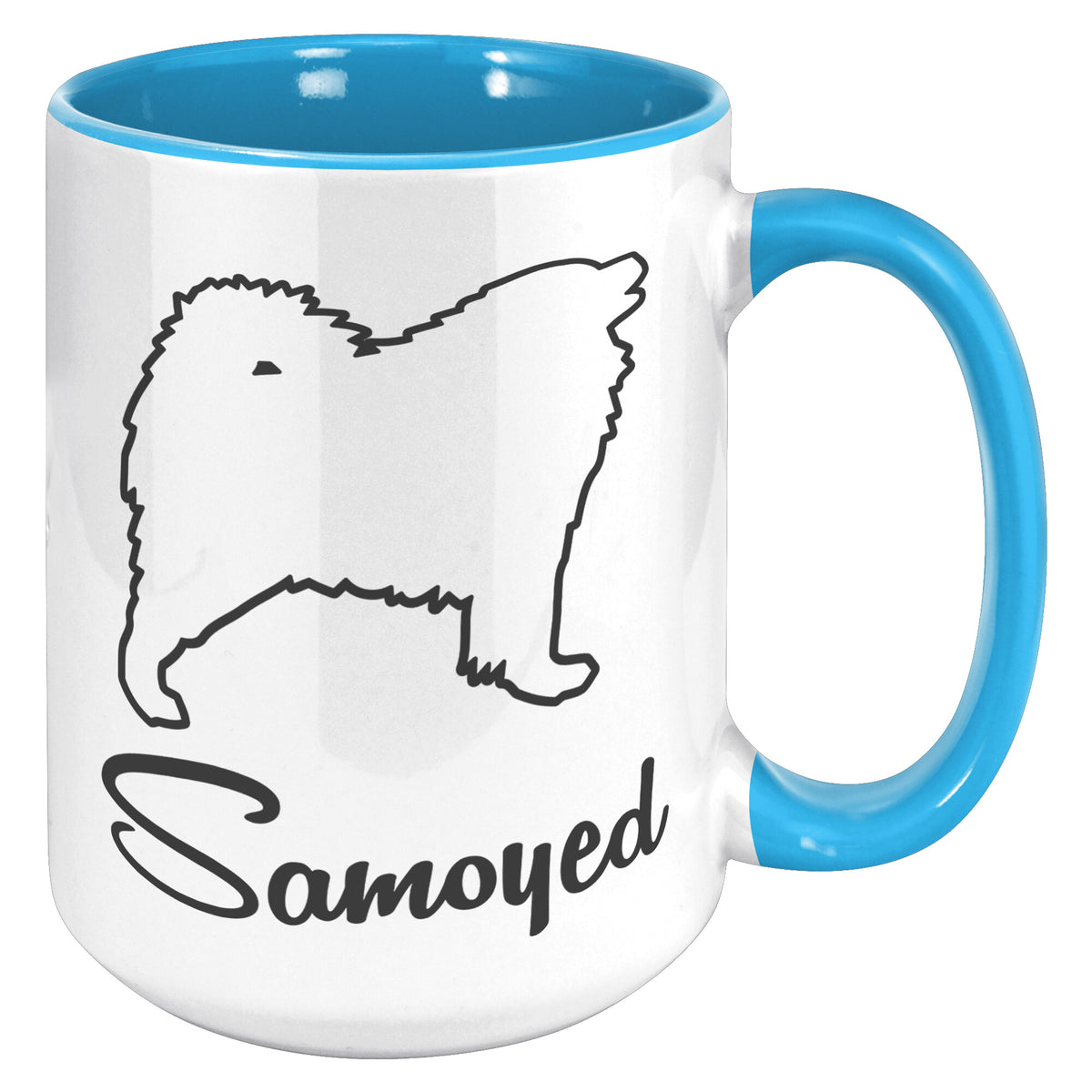 Samoyed Dog Outlined Silhouette 15oz Accent Mug