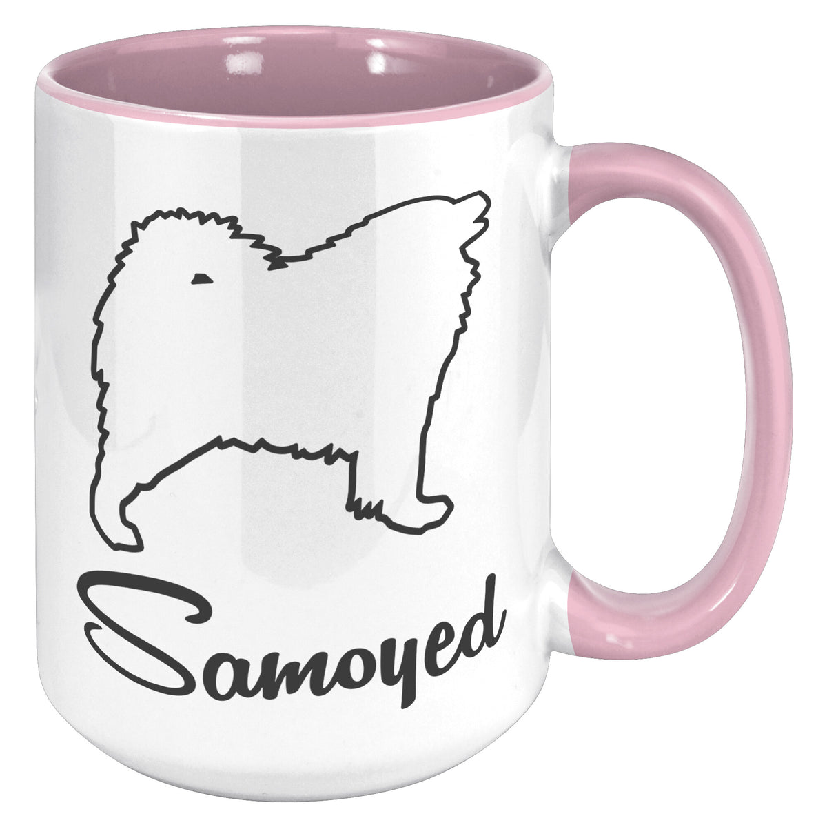 Samoyed Dog Outlined Silhouette 15oz Accent Mug