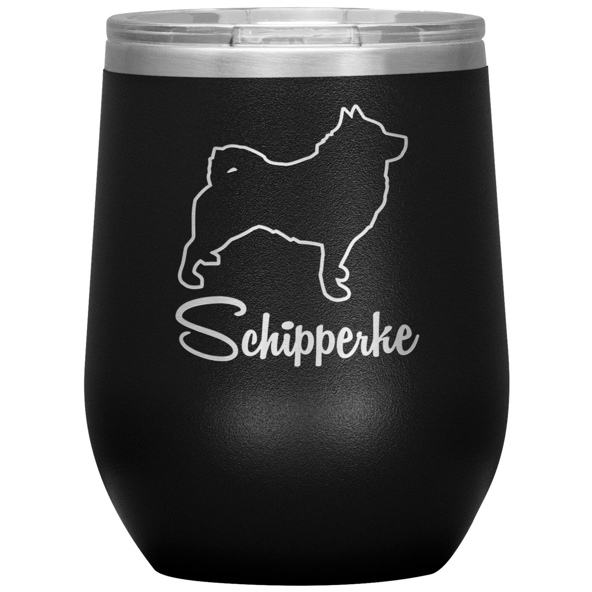 Schipperke Dog Outlined Silhouette 12oz Wine Insulated Tumbler
