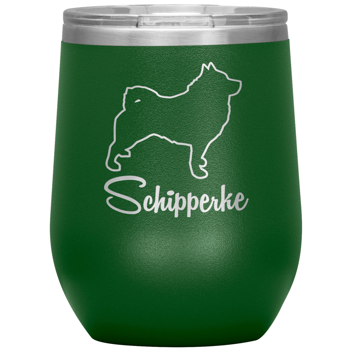 Schipperke Dog Outlined Silhouette 12oz Wine Insulated Tumbler