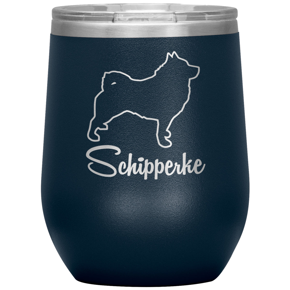 Schipperke Dog Outlined Silhouette 12oz Wine Insulated Tumbler