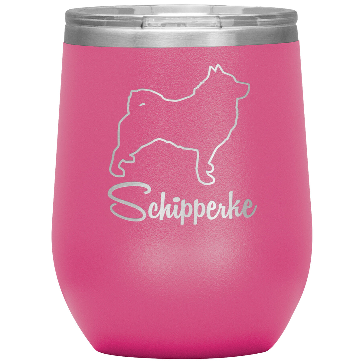 Schipperke Dog Outlined Silhouette 12oz Wine Insulated Tumbler