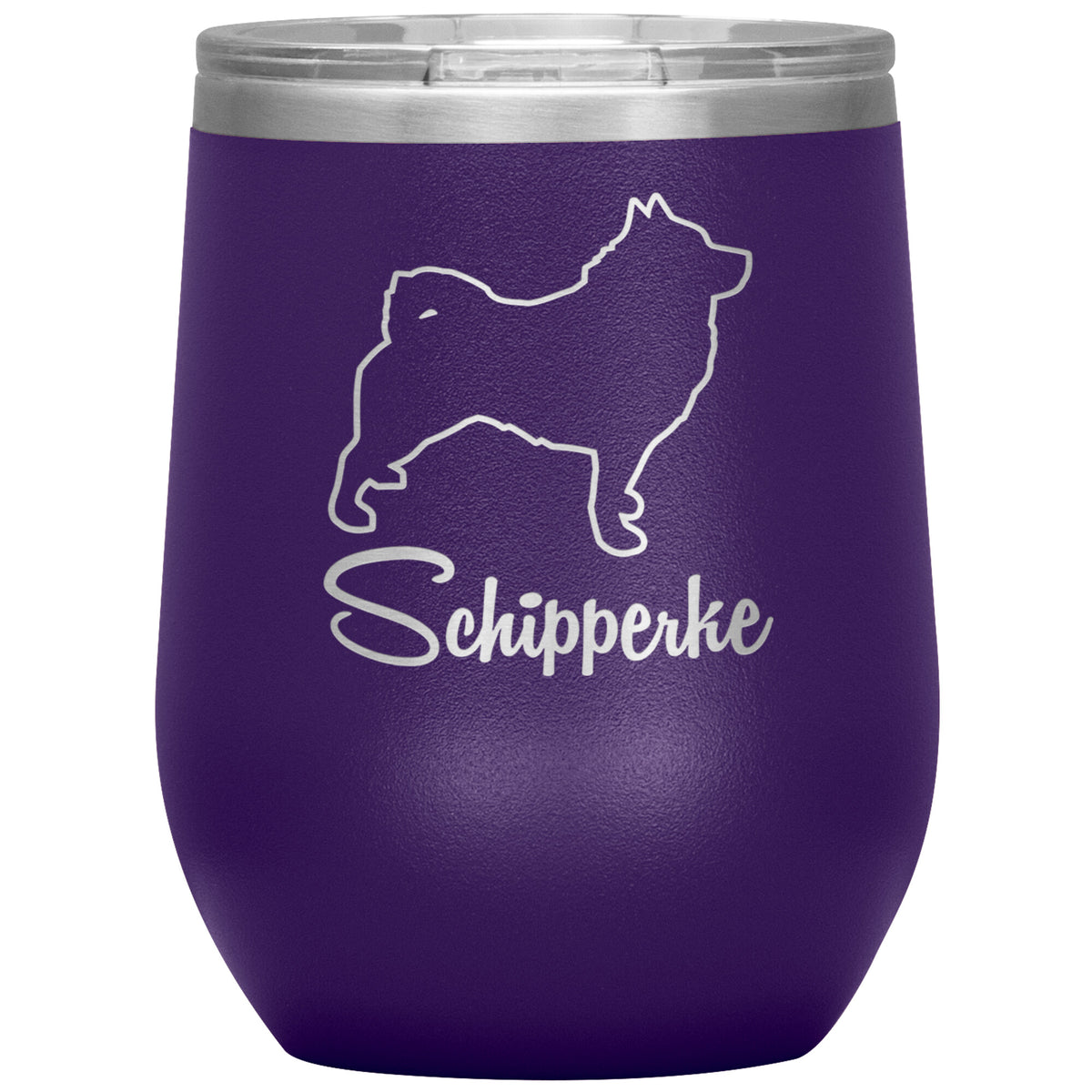 Schipperke Dog Outlined Silhouette 12oz Wine Insulated Tumbler