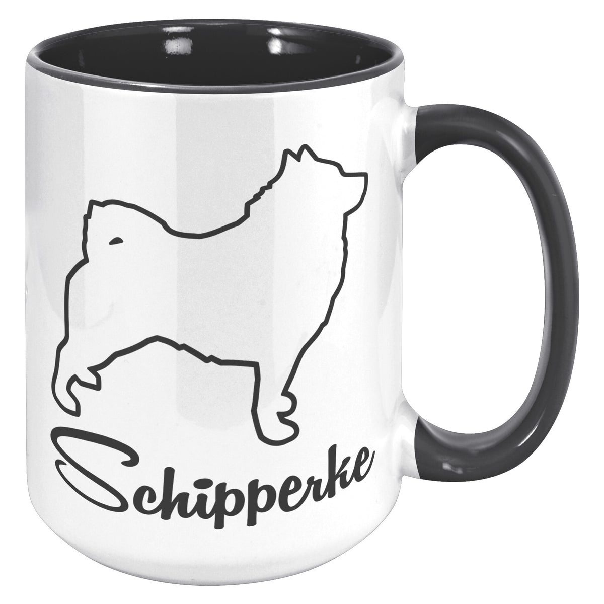Schipperke Dog Outlined Silhouette 15oz Accent Mug