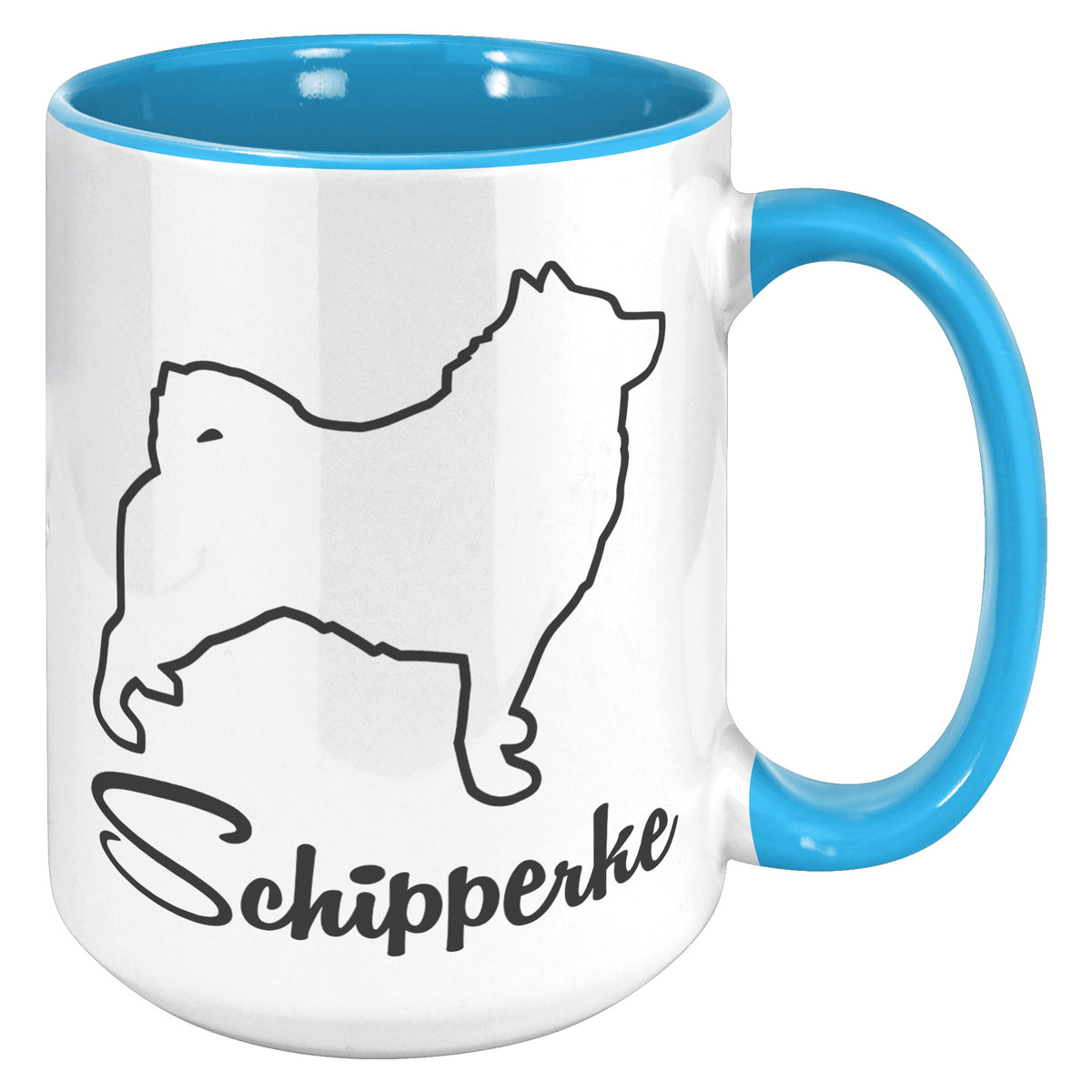 Schipperke Dog Outlined Silhouette 15oz Accent Mug