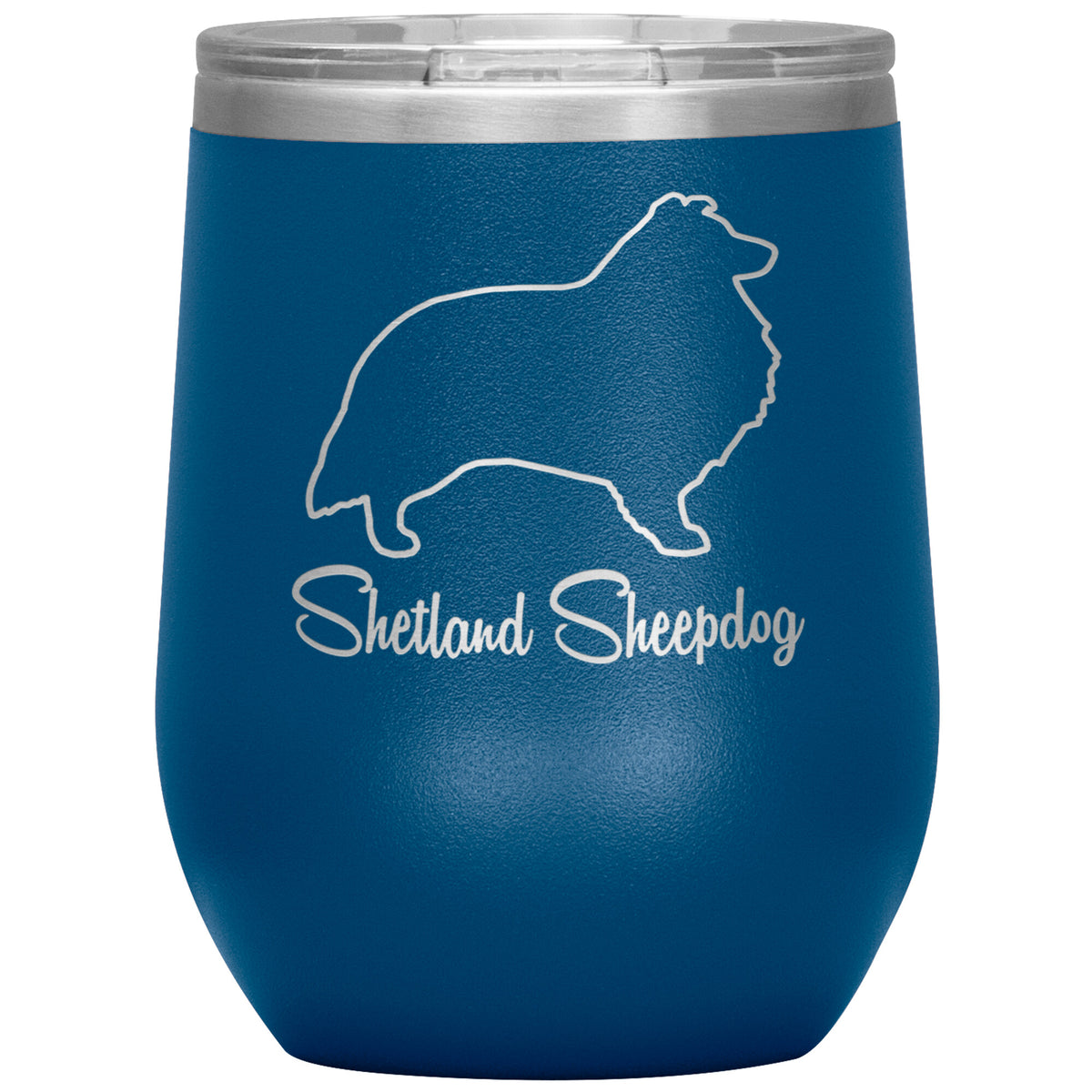 Shetland Sheepdog Dog Outlined Silhouette 12oz Wine Insulated Tumbler