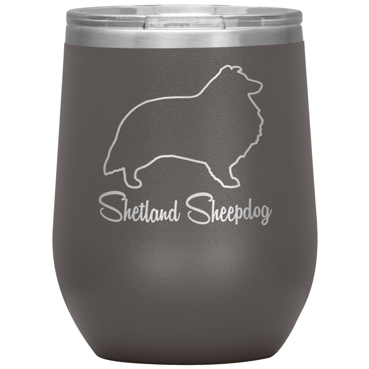 Shetland Sheepdog Dog Outlined Silhouette 12oz Wine Insulated Tumbler