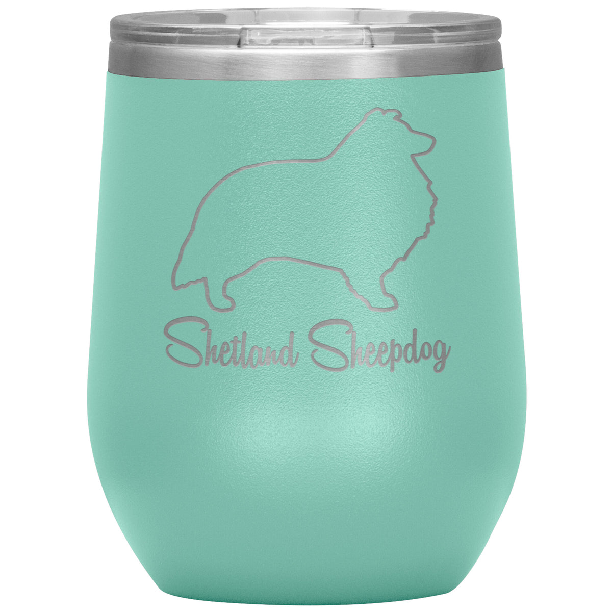 Shetland Sheepdog Dog Outlined Silhouette 12oz Wine Insulated Tumbler