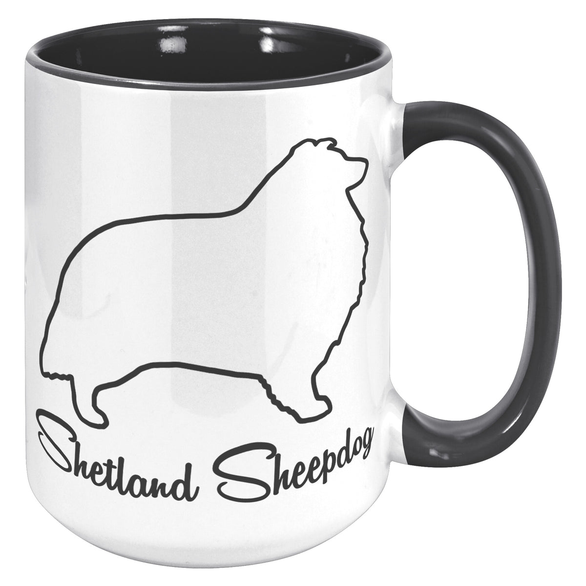 Shetland Sheepdog Dog Outlined Silhouette 15oz Accent Mug