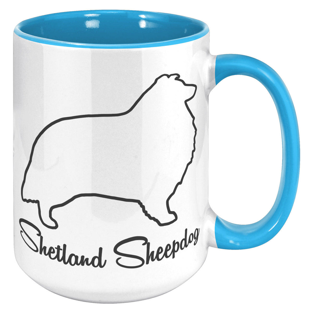 Shetland Sheepdog Dog Outlined Silhouette 15oz Accent Mug