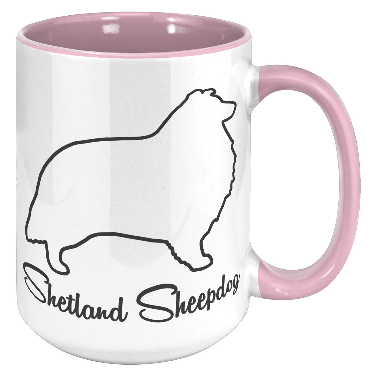 Shetland Sheepdog Dog Outlined Silhouette 15oz Accent Mug
