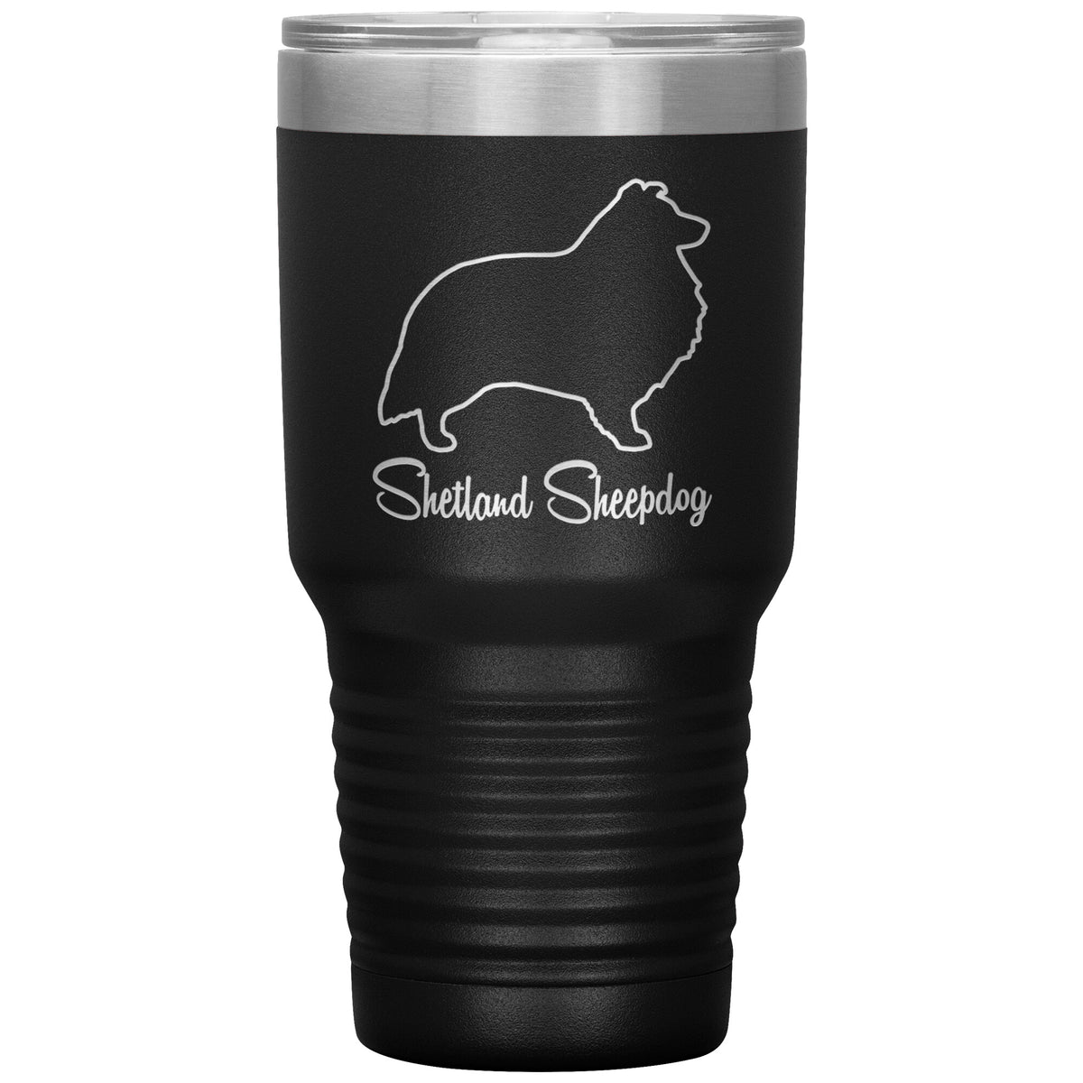 Shetland Sheepdog Dog Outlined Silhouette 30oz Insulated Tumbler