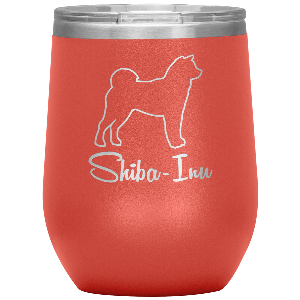 Shiba Inu Dog Outlined Silhouette 12oz Wine Insulated Tumbler