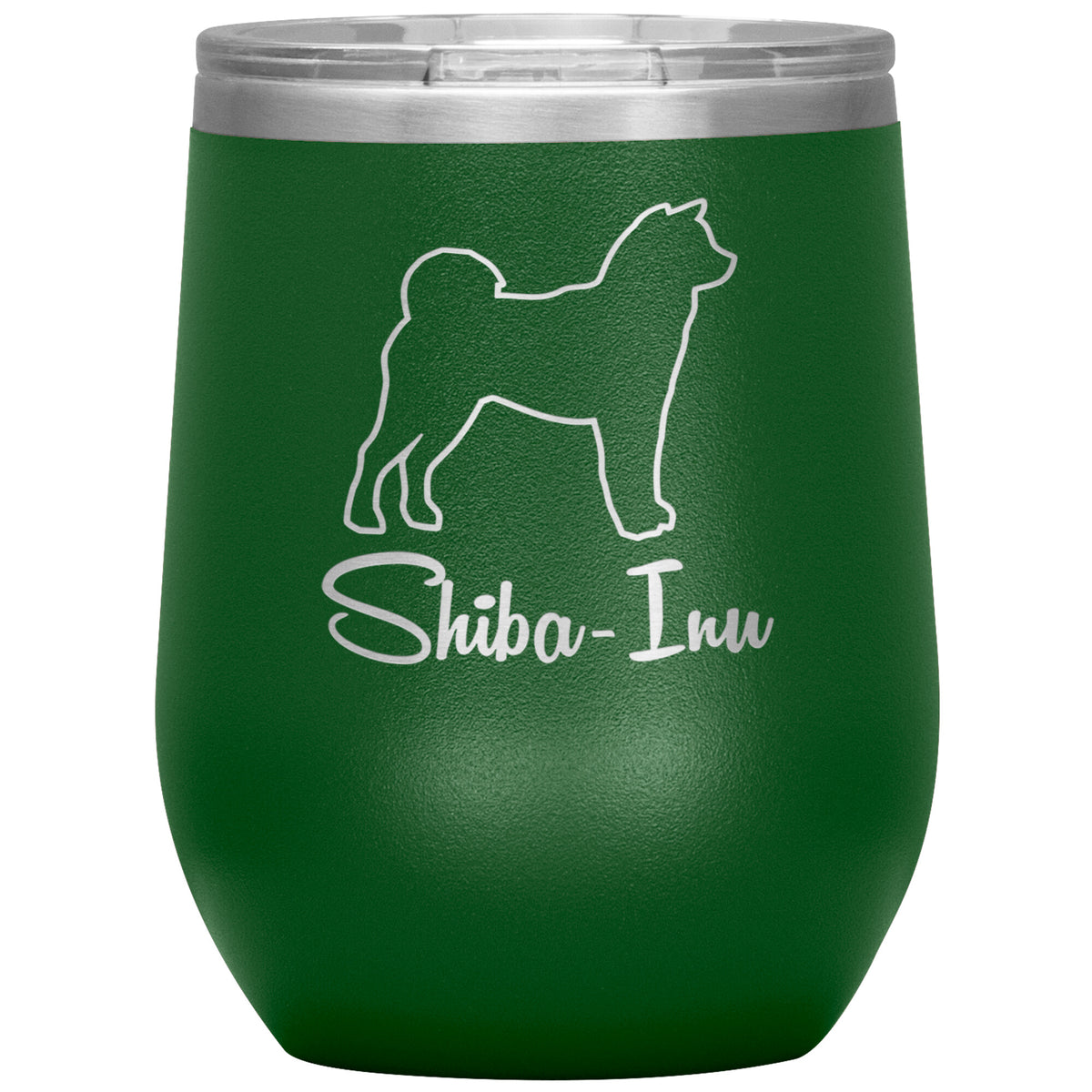 Shiba Inu Dog Outlined Silhouette 12oz Wine Insulated Tumbler