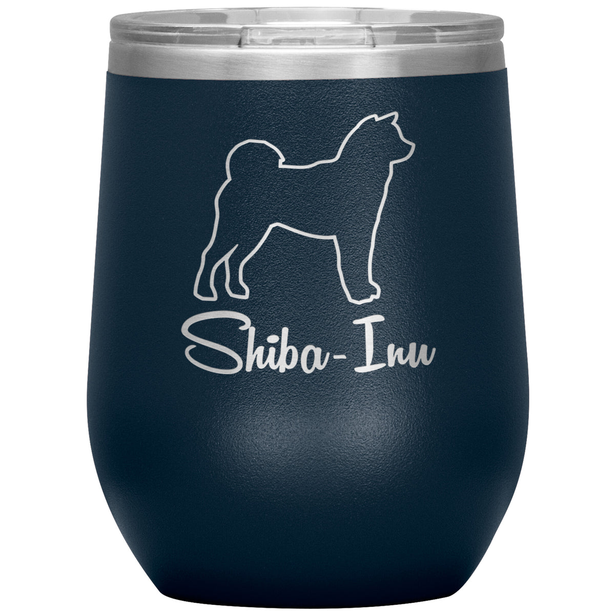 Shiba Inu Dog Outlined Silhouette 12oz Wine Insulated Tumbler