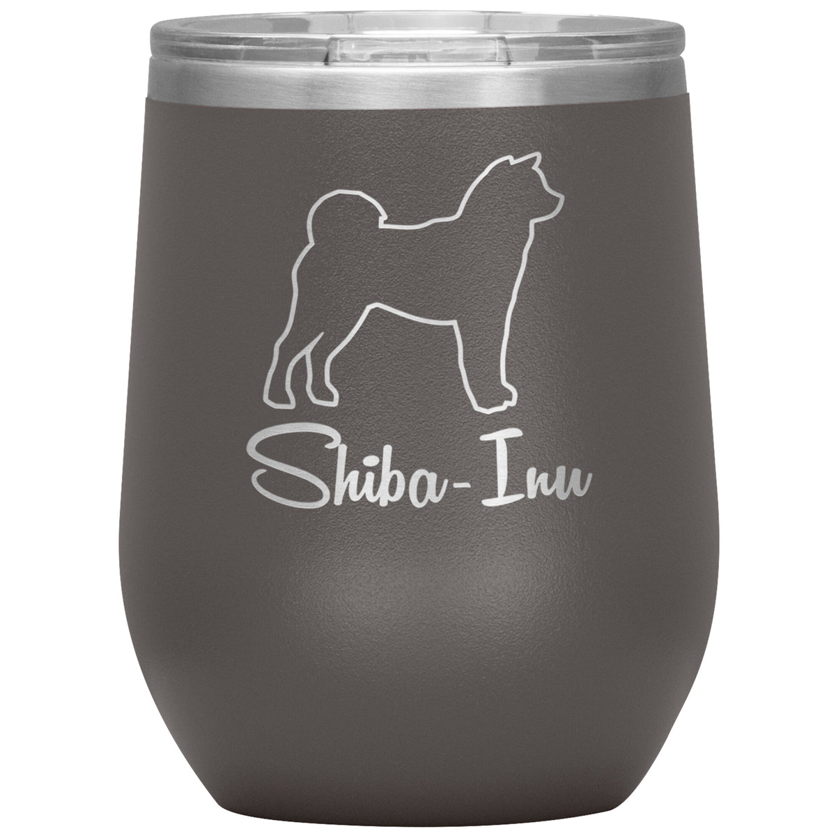 Shiba Inu Dog Outlined Silhouette 12oz Wine Insulated Tumbler
