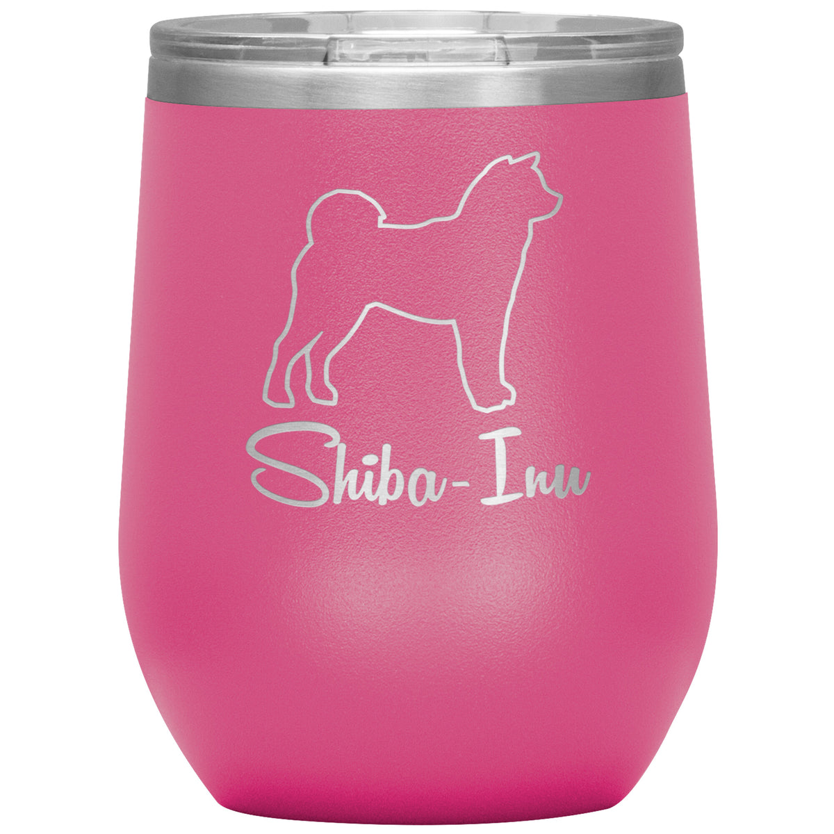 Shiba Inu Dog Outlined Silhouette 12oz Wine Insulated Tumbler