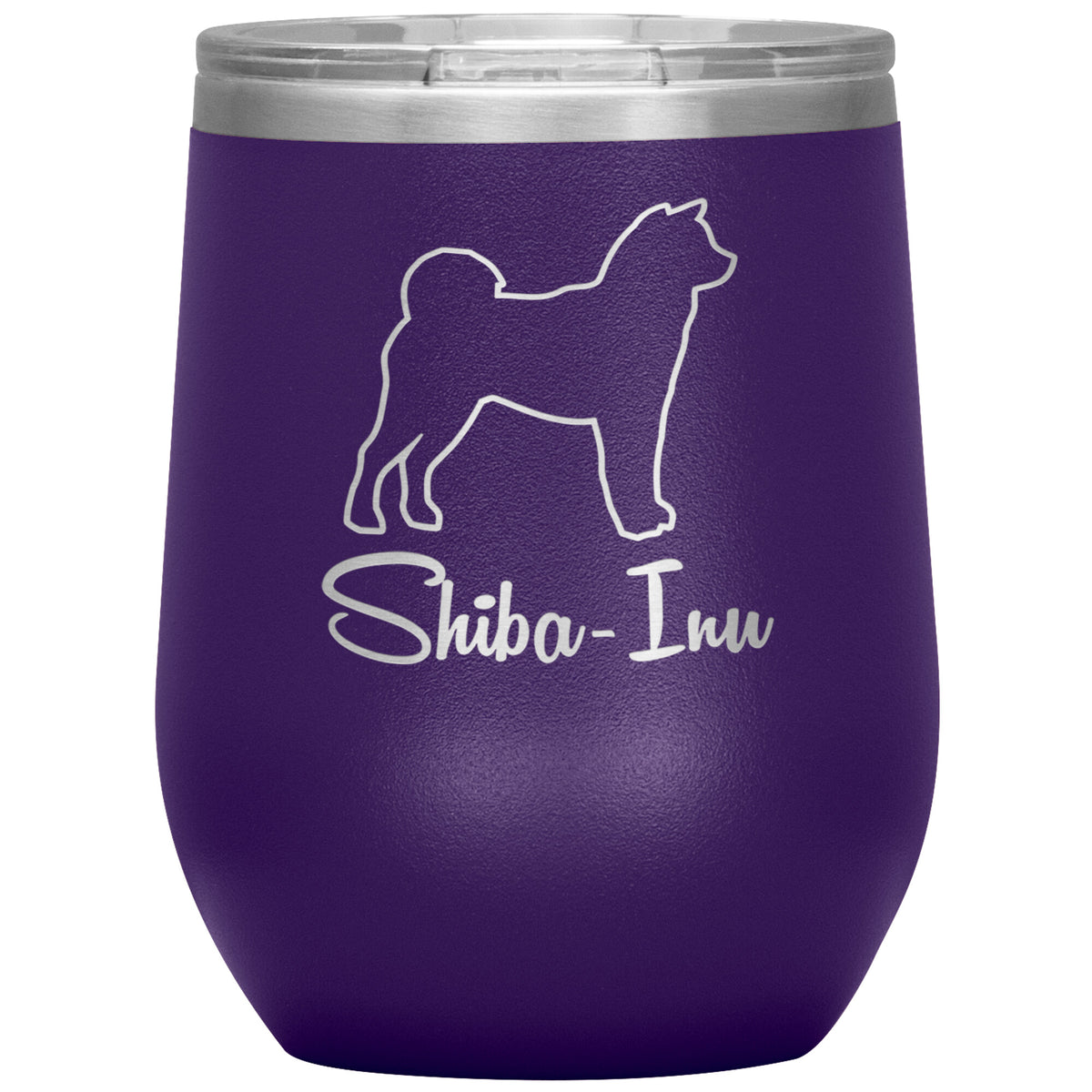 Shiba Inu Dog Outlined Silhouette 12oz Wine Insulated Tumbler