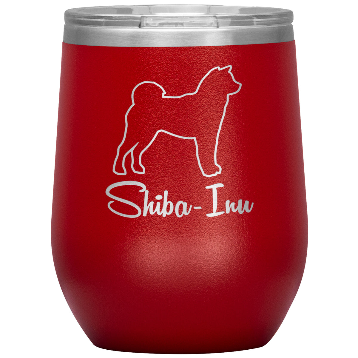 Shiba Inu Dog Outlined Silhouette 12oz Wine Insulated Tumbler