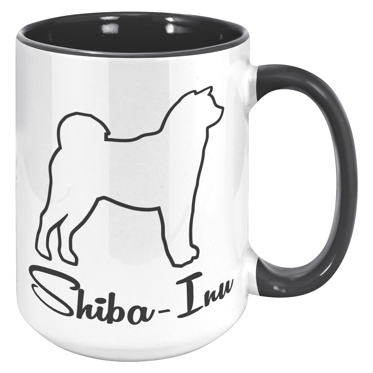 Shiba Inu Dog Outlined Silhouette 15oz Accent Mug