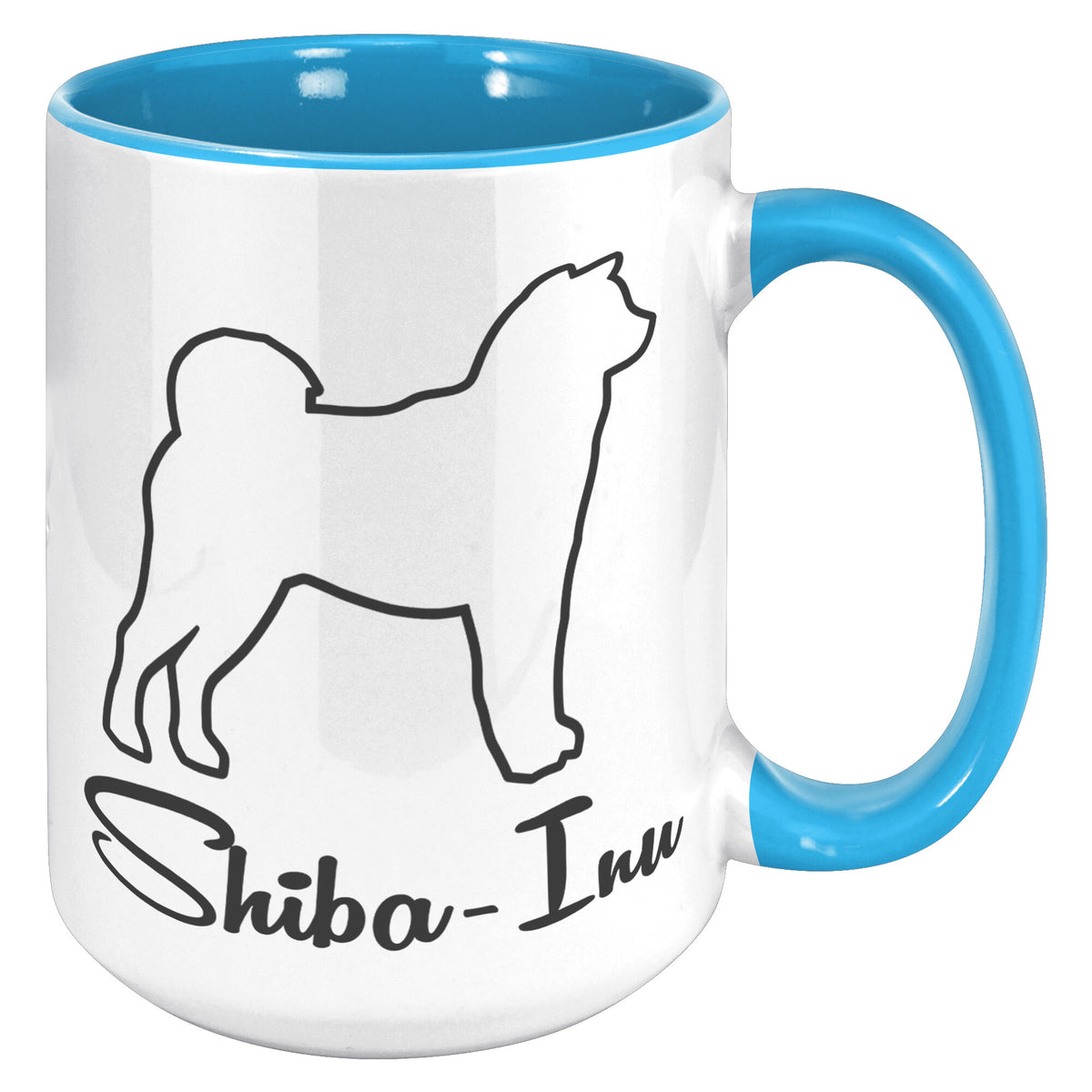 Shiba Inu Dog Outlined Silhouette 15oz Accent Mug