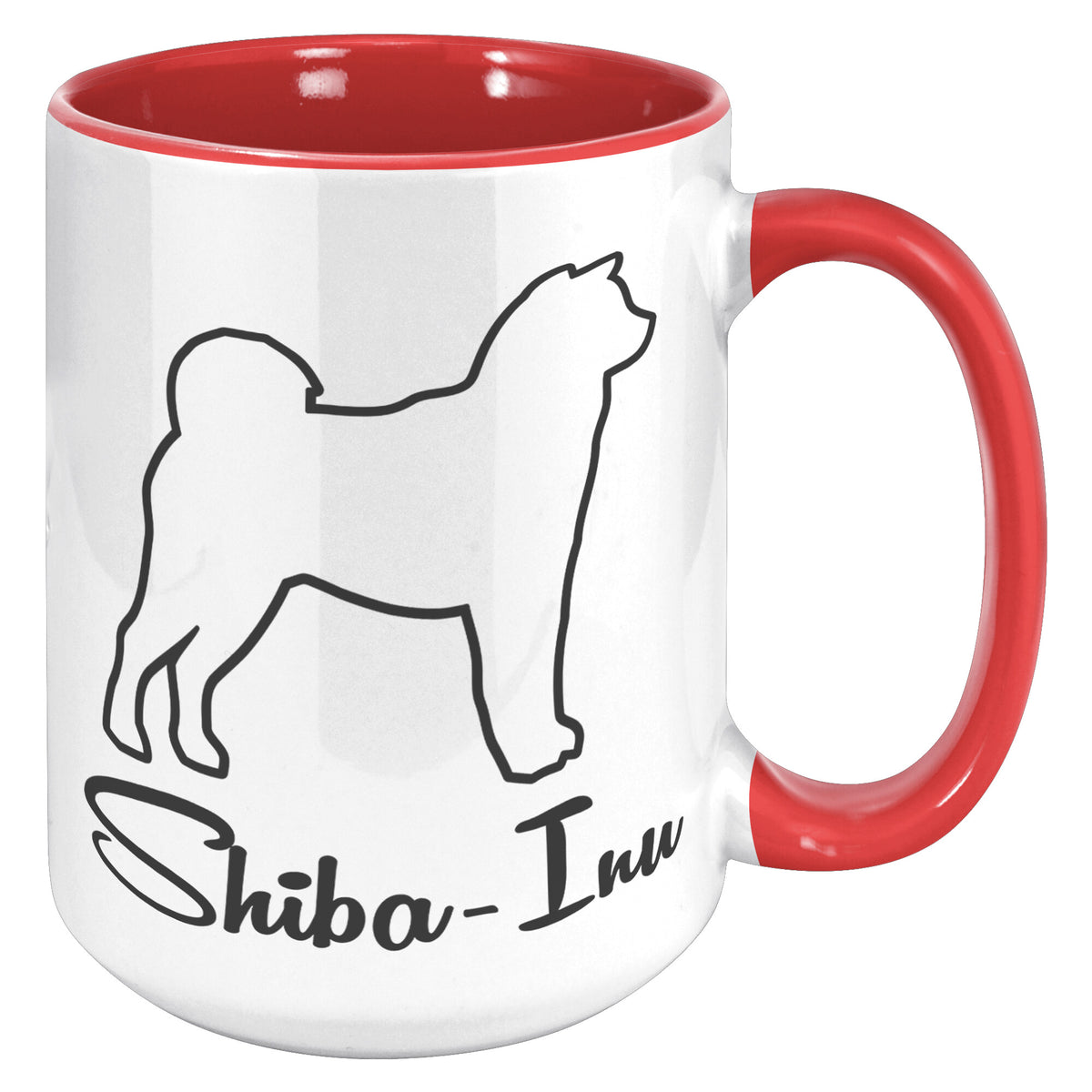 Shiba Inu Dog Outlined Silhouette 15oz Accent Mug