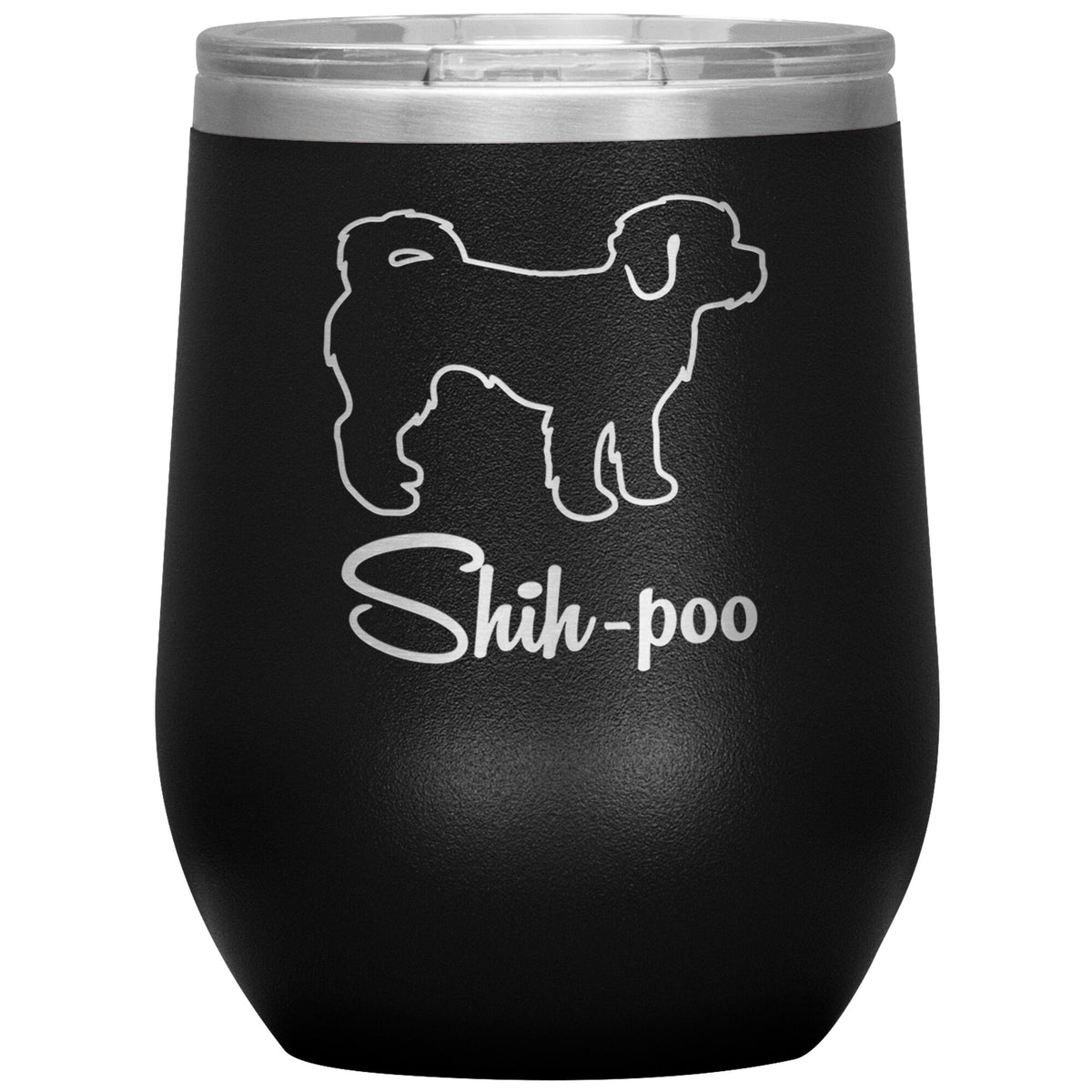 Shih Poo Dog Outlined Silhouette 12oz Wine Insulated Tumbler