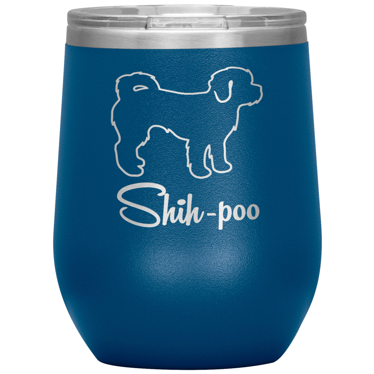 Shih Poo Dog Outlined Silhouette 12oz Wine Insulated Tumbler