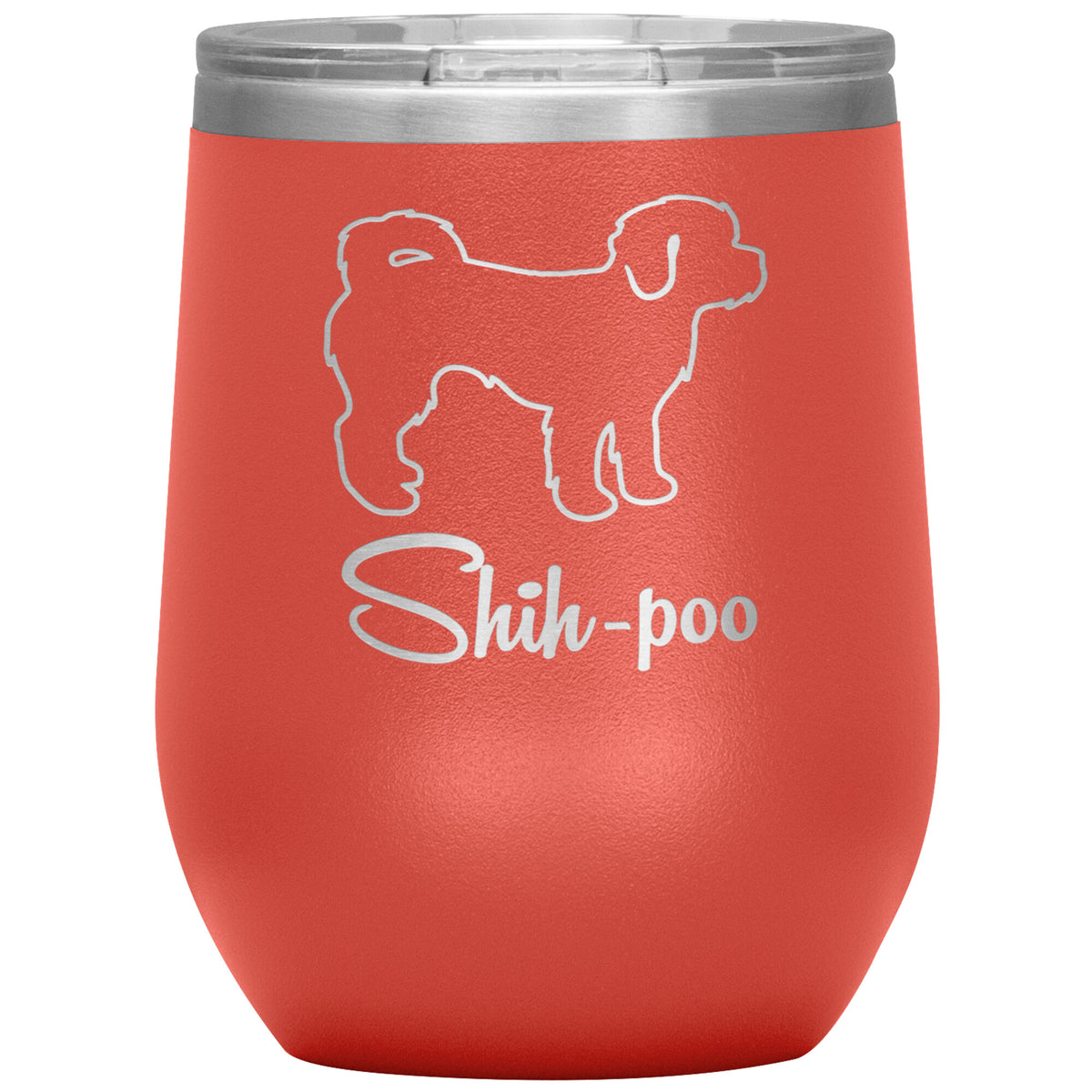 Shih Poo Dog Outlined Silhouette 12oz Wine Insulated Tumbler