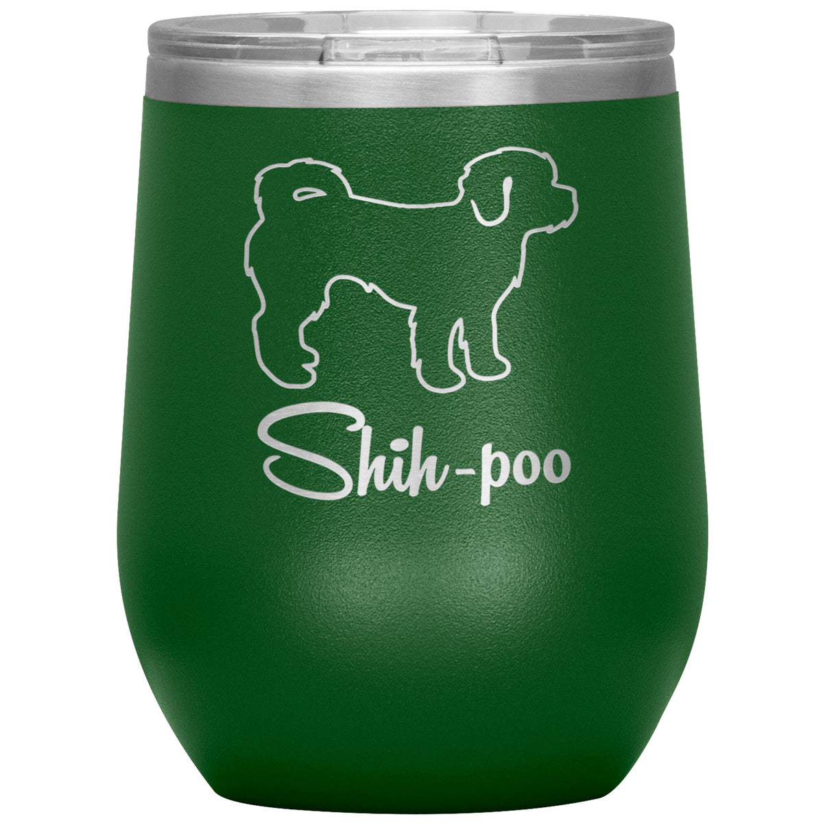 Shih Poo Dog Outlined Silhouette 12oz Wine Insulated Tumbler
