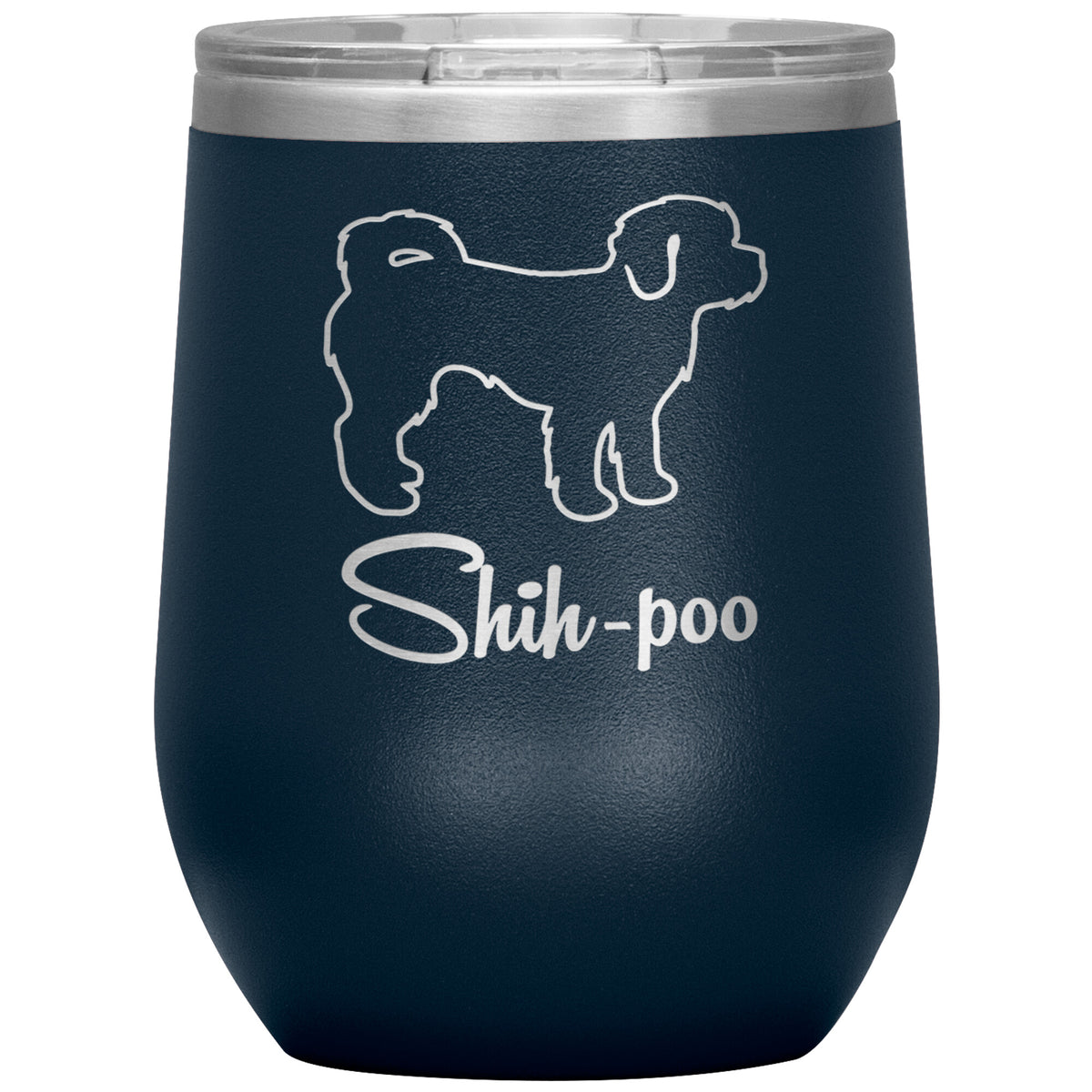 Shih Poo Dog Outlined Silhouette 12oz Wine Insulated Tumbler