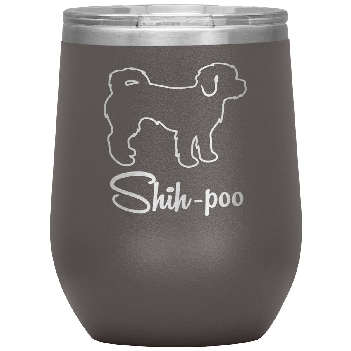 Shih Poo Dog Outlined Silhouette 12oz Wine Insulated Tumbler