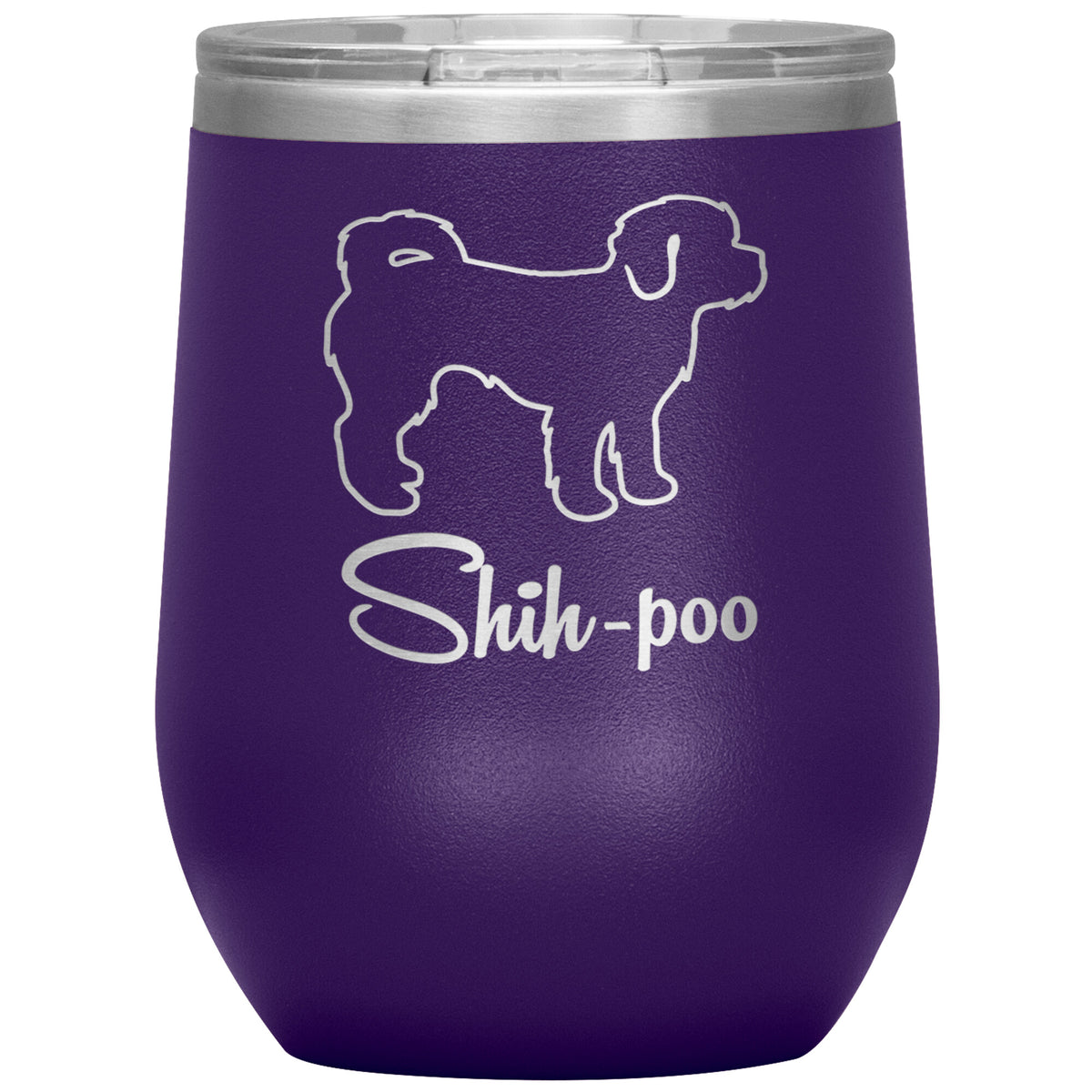 Shih Poo Dog Outlined Silhouette 12oz Wine Insulated Tumbler