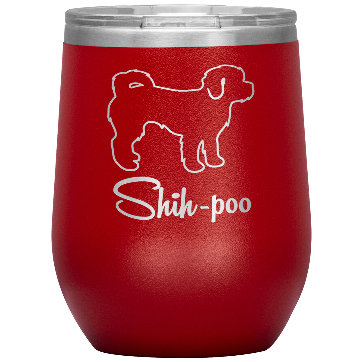 Shih Poo Dog Outlined Silhouette 12oz Wine Insulated Tumbler