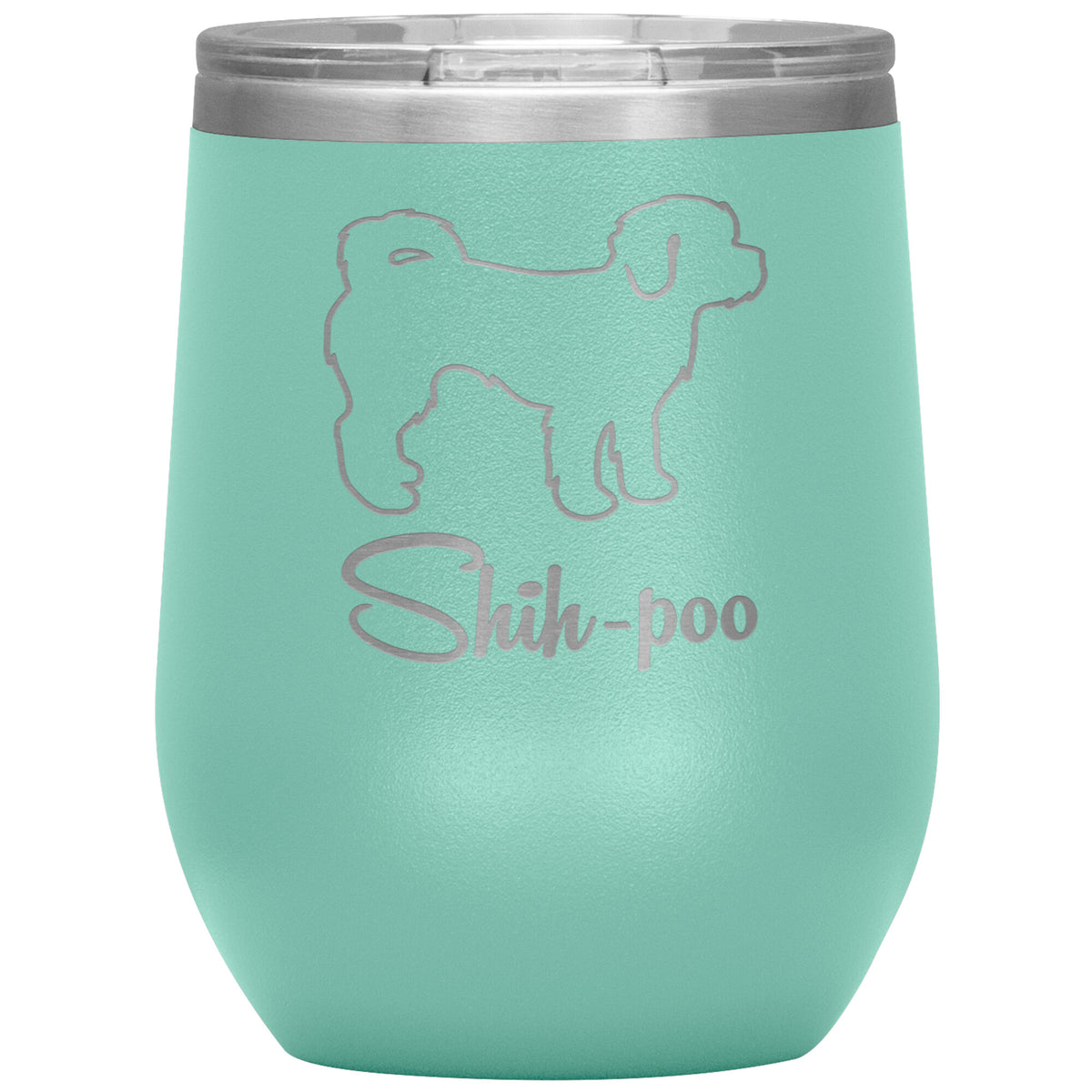 Shih Poo Dog Outlined Silhouette 12oz Wine Insulated Tumbler