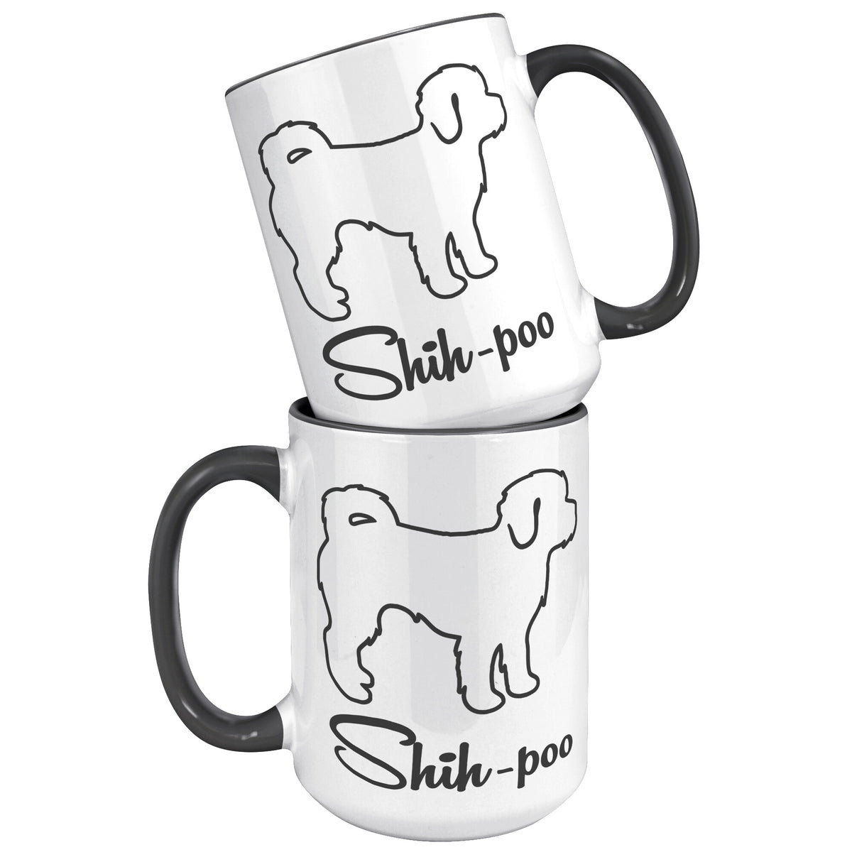 Shih Poo Dog Outlined Silhouette 15oz Accent Mug